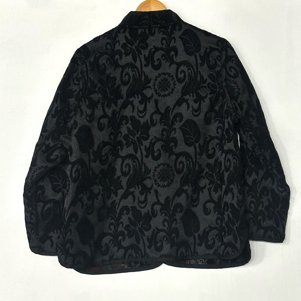 Oriental‎ Kimono collar vibe Floral Black / Brown reversible Jacket Blazer - Picture 4 of 6